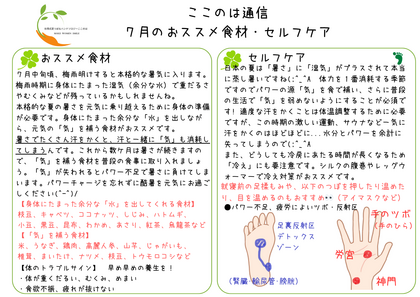 ２０２４年７月の食養生・簡単セルフケア